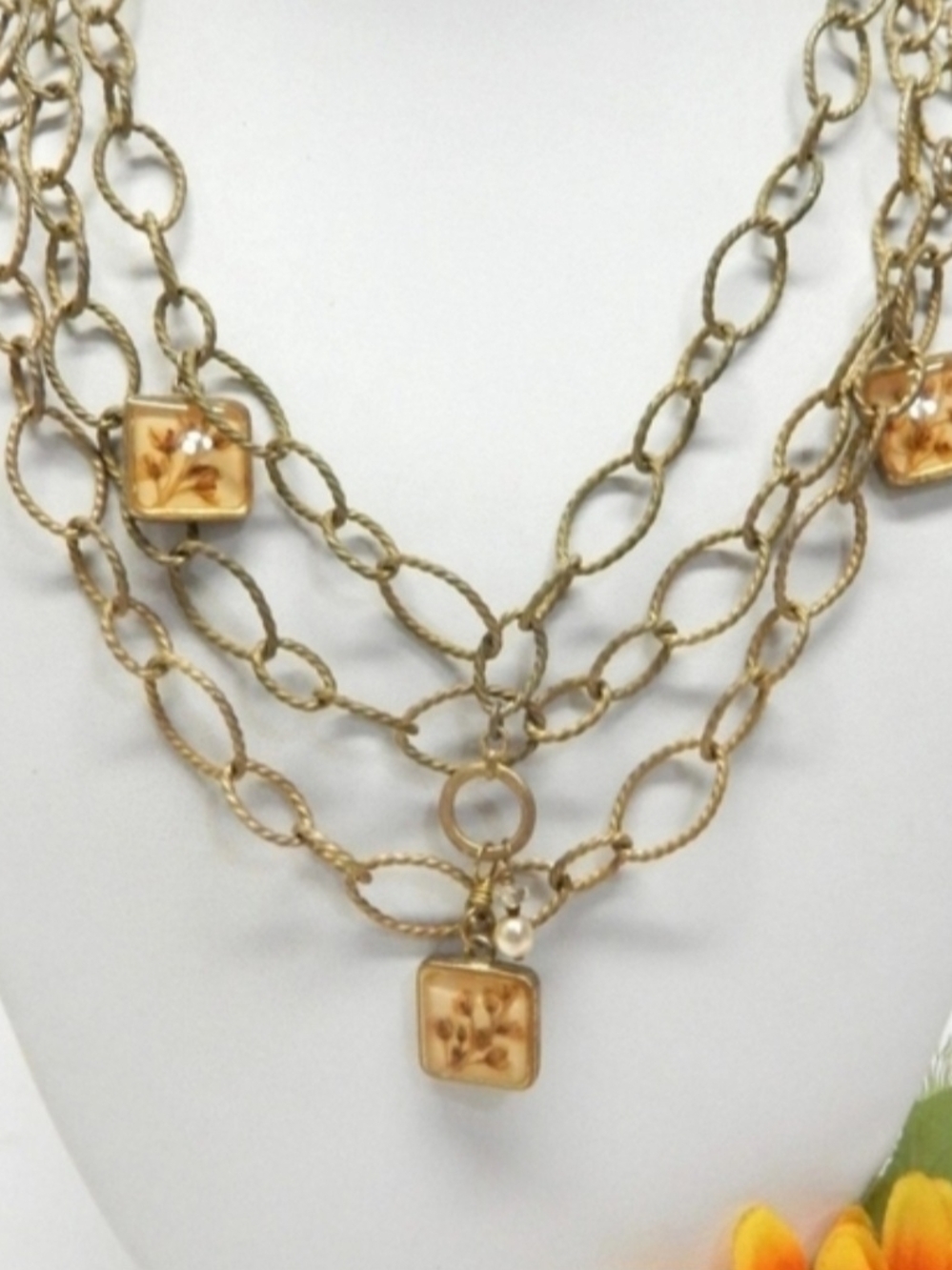 Gold-Tone Layered Floral Pendant Necklace - Women ** SHARI DIXON **
